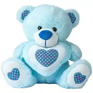 Dimpy Stuff Blue Teddy Bear Holding Sparkle Heart, 1 pc